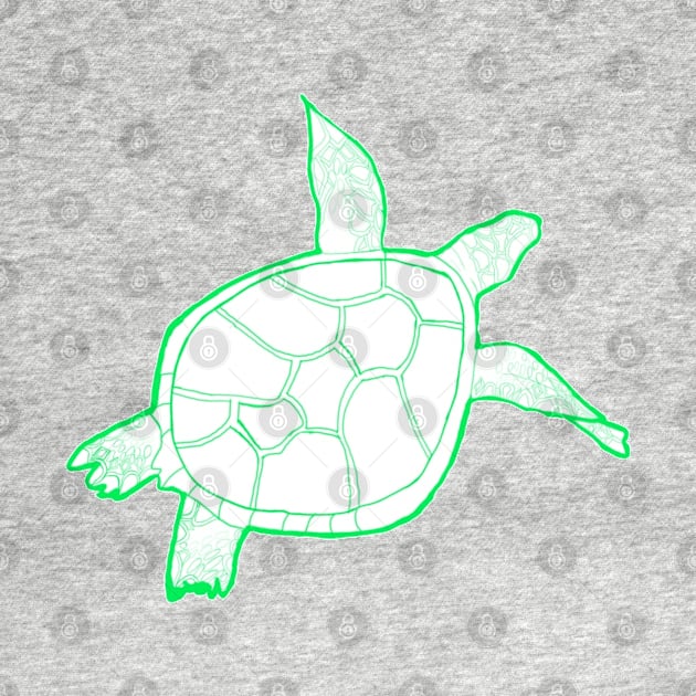 Beautiful swimming turtle bright green by Annalisseart24
